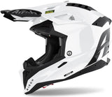 Off-Road Motorcycle Helmet Airoh Aviator 3 - Av314 Hpc Carbon Gloss White Color Size L