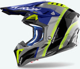 Off-Road Motorcycle Helmet Airoh Aviator 3 - Av3H18 Hpc Carbon Gloss Blue Hima Size S