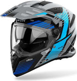 Dual Motorcycle Helmet Airoh Bandit - Bas18 Thermoplastic Hrt Gloss Blue Spicy Size Xxxl