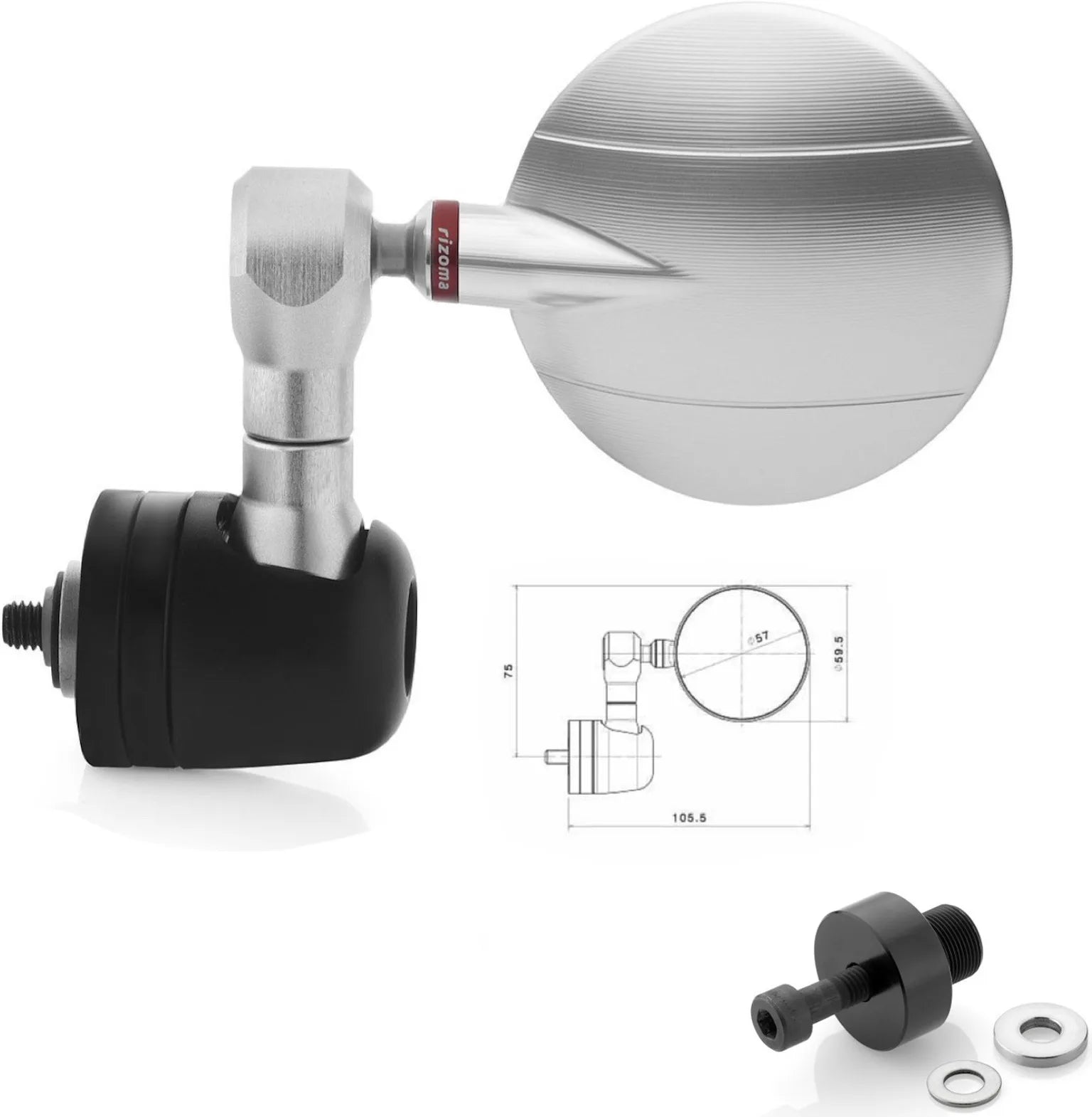 Mirror End Mount Left Spy-R Ø57 - Rizoma Compatible With Kawasaki Er-6 N (2012-2016)
