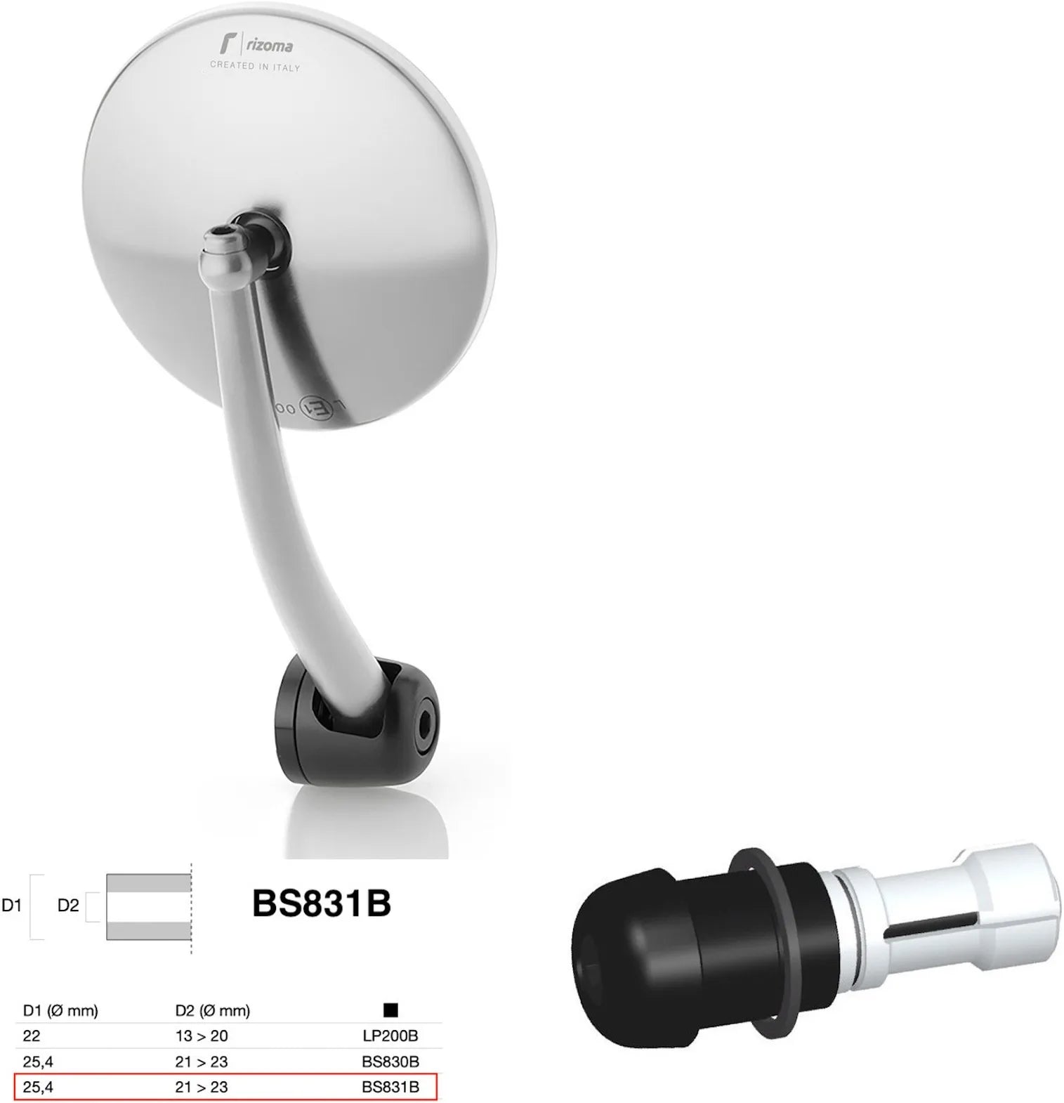 Mirror End Mount Left Universal Ø24,5(21>23) Spirit Rs - Rizoma Compatible With Benelli