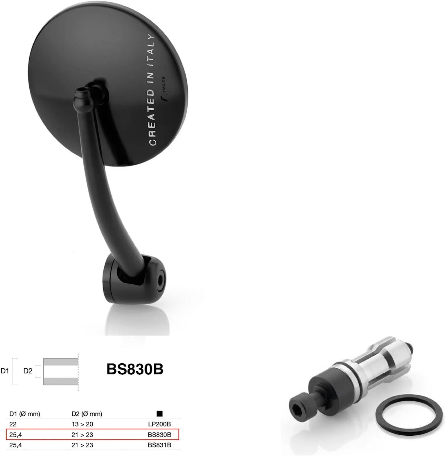 Mirror End Mount Right Universal Ø24,5(21>23) Spirit Rs - Rizoma Compatible With Ktm