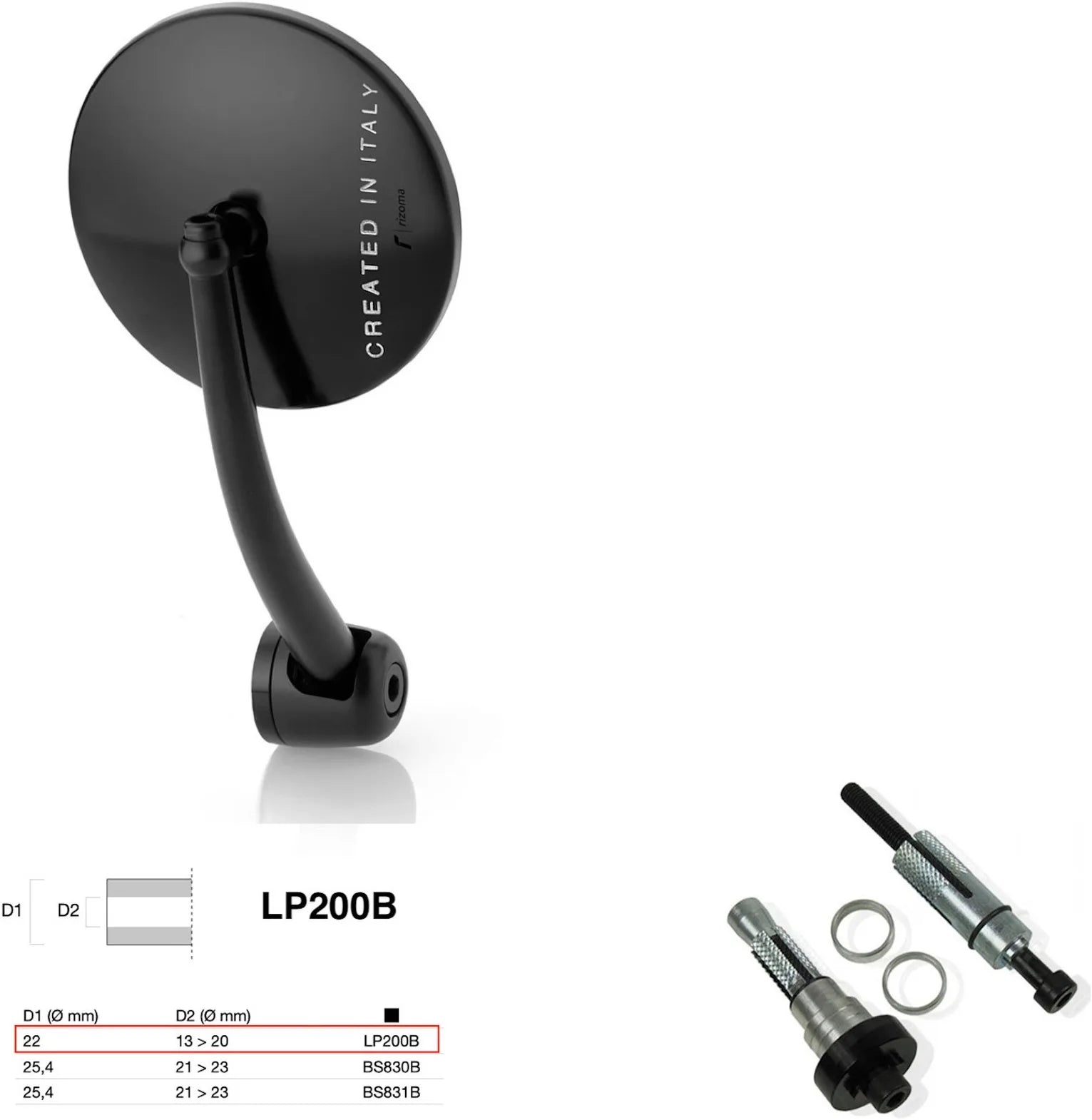 Mirror End Mount Left Universal Ø22(13>20) Spirit Rs - Rizoma Compatible With Kawasaki