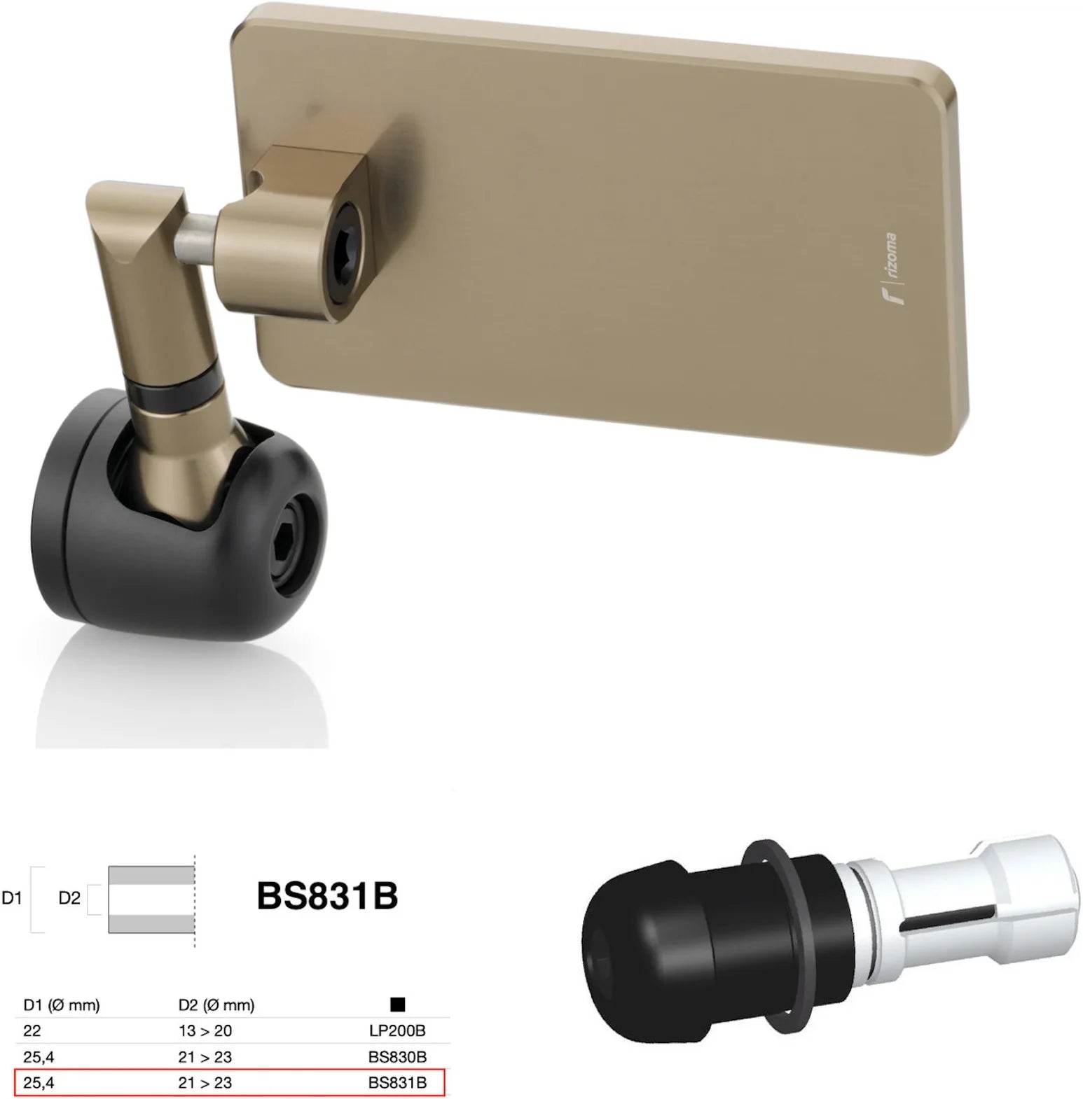 Mirror End Mount Left Universal Ø24,5(21>23) Quantum End - Rizoma Compatible With Mv Agusta
