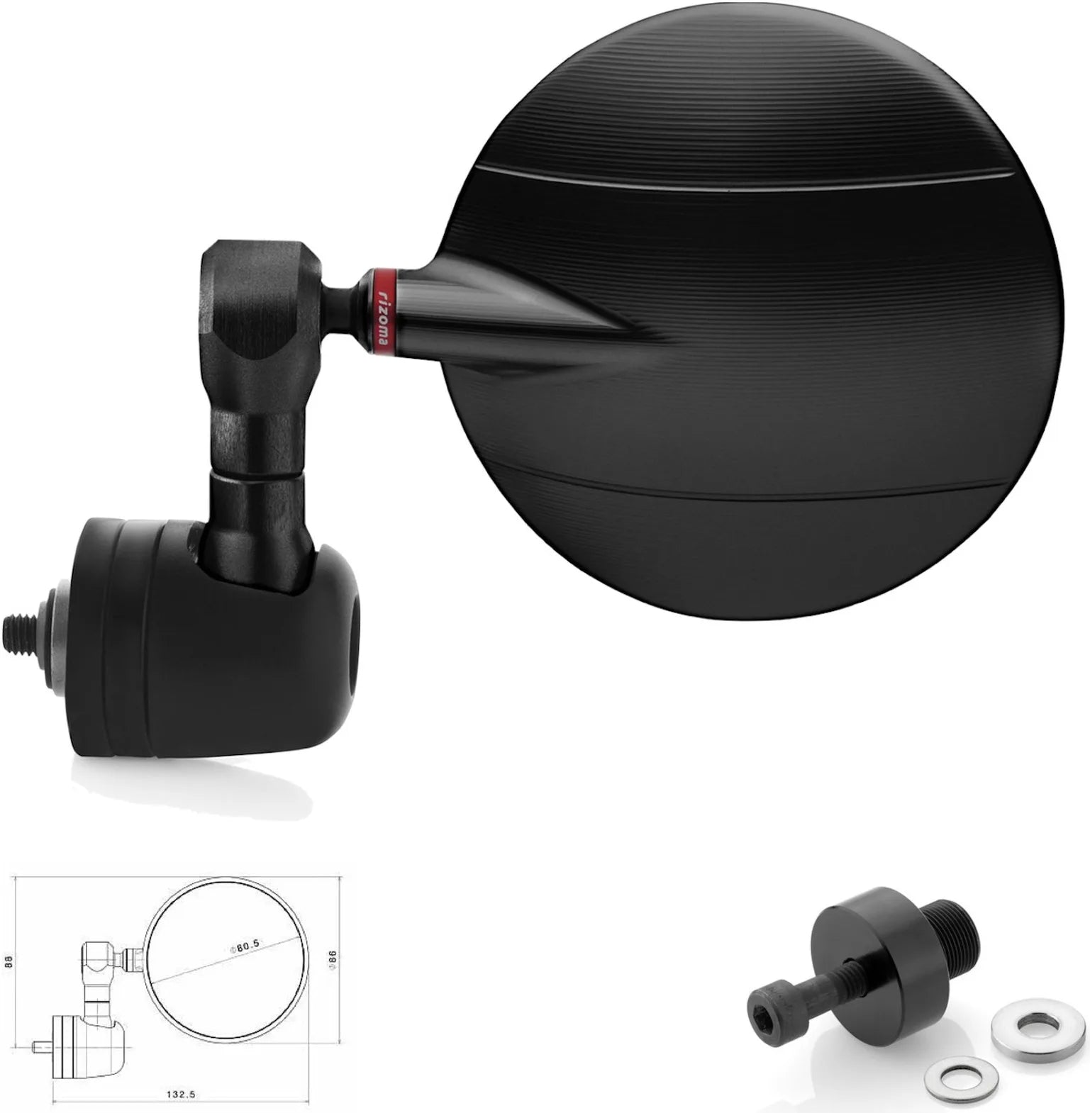 Mirror End Mount Left Spy-R Ø80 - Rizoma Compatible With Kawasaki Ninja 300 (2012-2016)