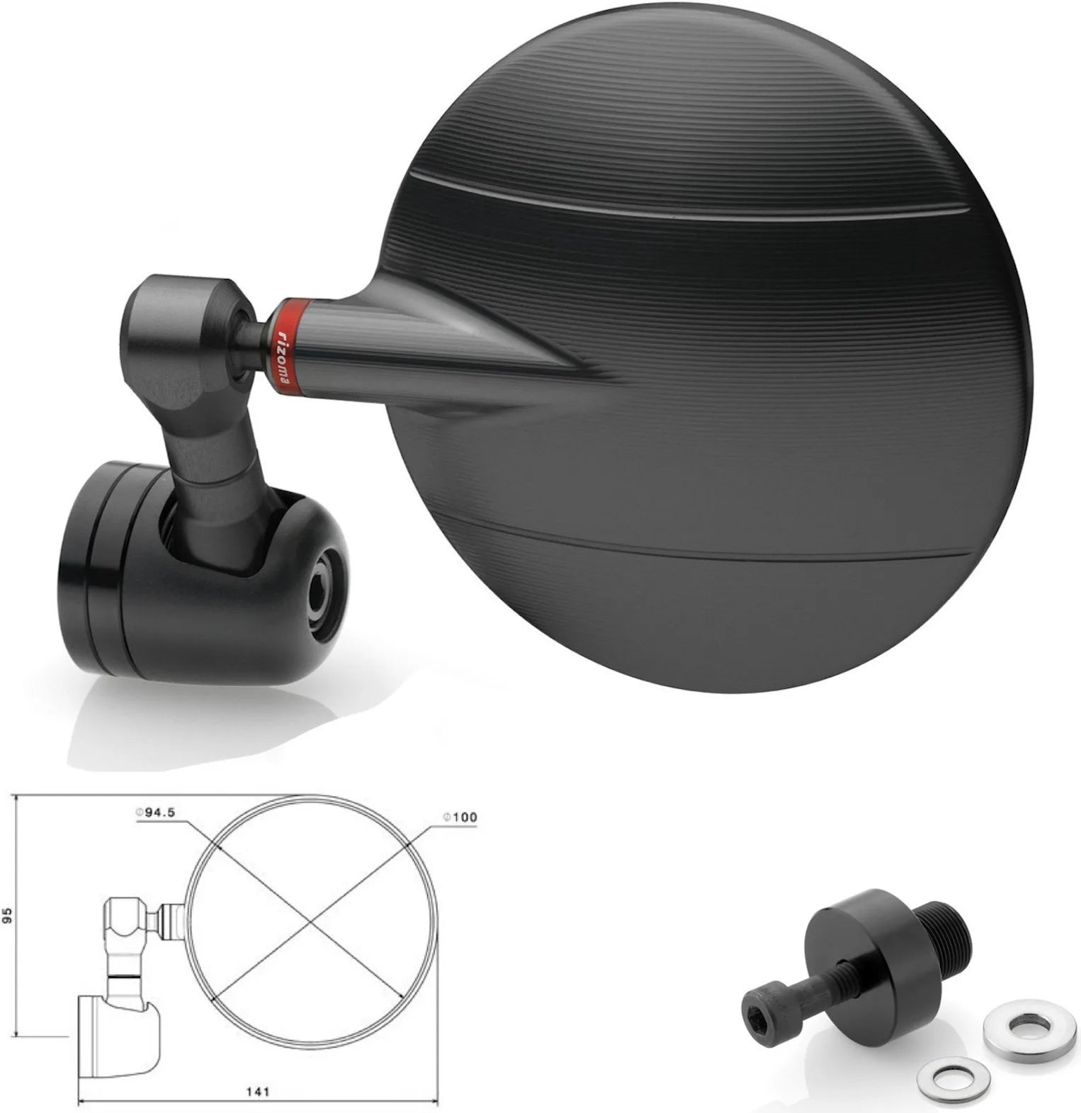 Mirror End Mount Left Spy-R Ø94.5 - Rizoma Compatible With Kawasaki Ninja 900 (2002-2005)