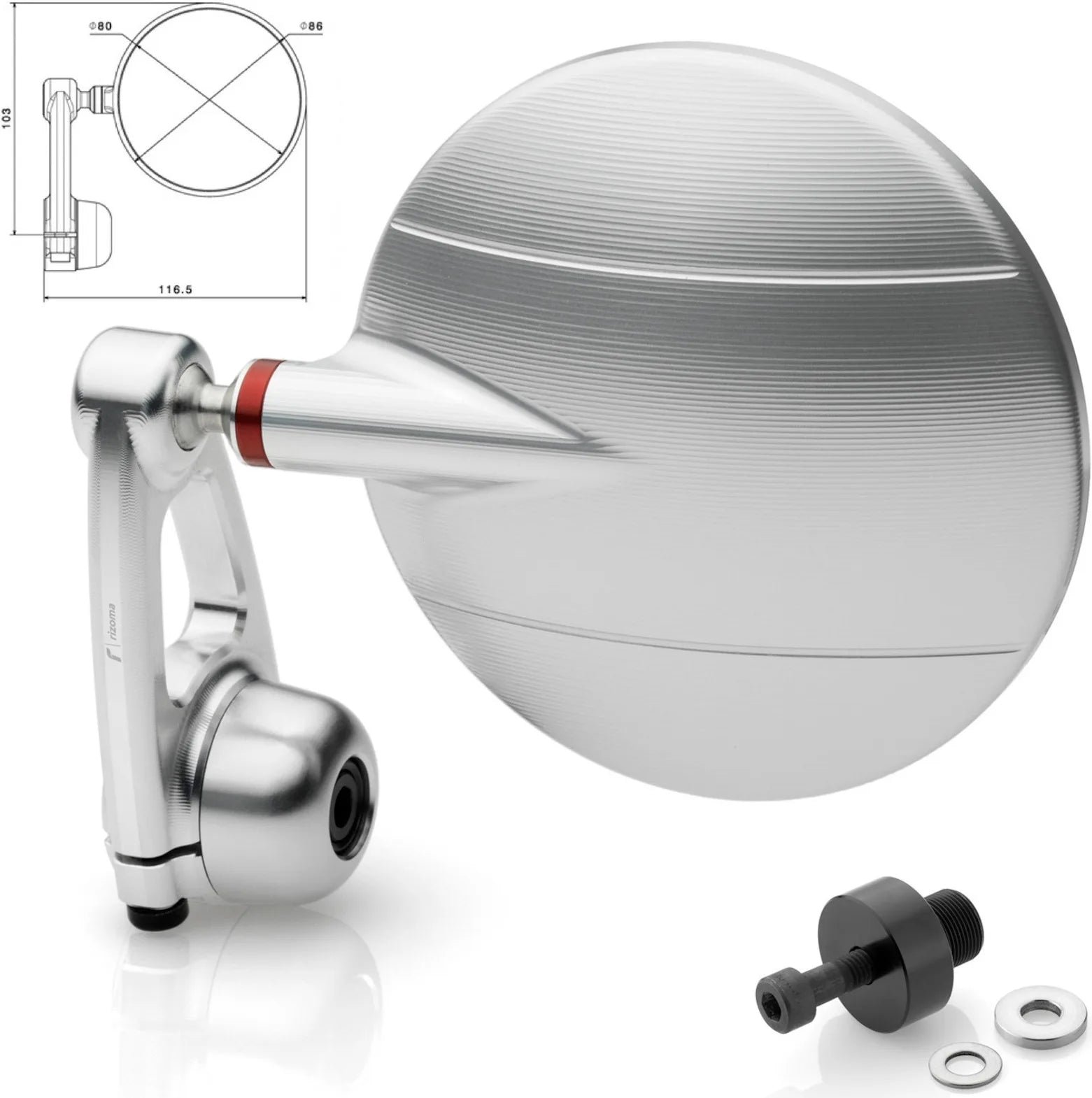 Mirror End Mount Left Spy-Arm Ø80 - Rizoma Compatible With Kawasaki Er-6 F (2012-2016)