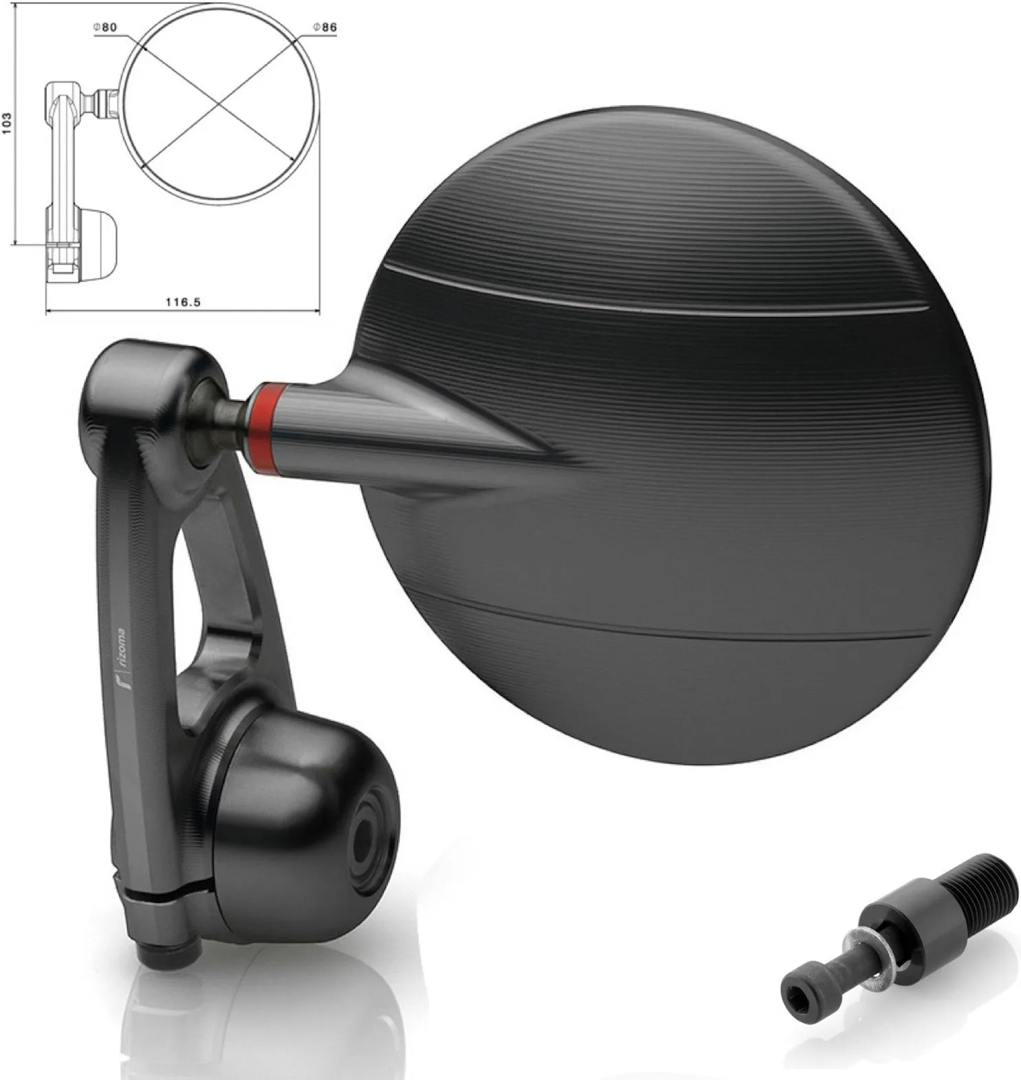 Mirror End Mount Right Spy-Arm Ø80 - Rizoma Compatible With Yamaha Mt-07 (2014-2021)