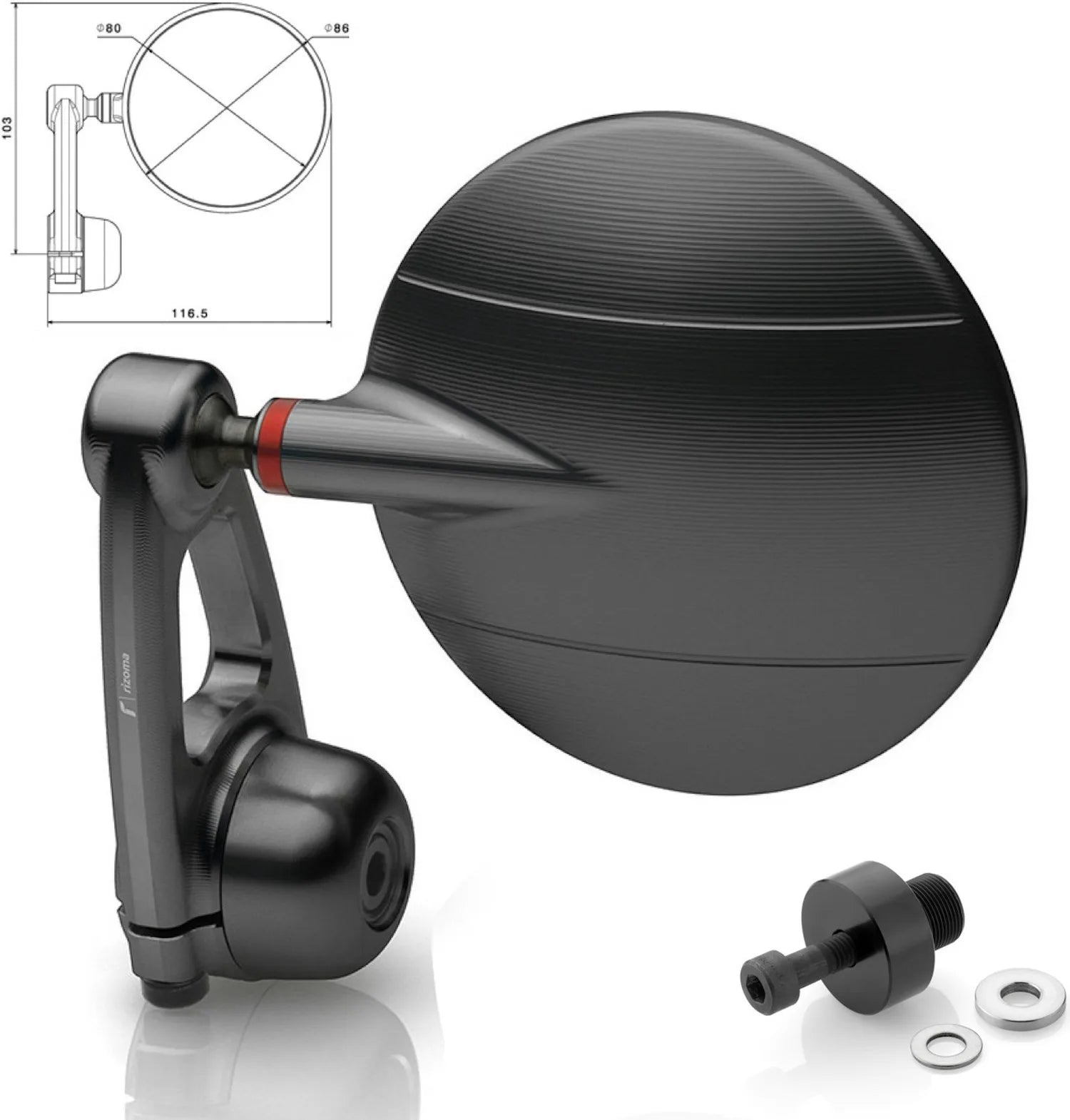 Mirror End Mount Left Spy-Arm Ø80 - Rizoma Compatible With Kawasaki Z 800 (2012-2016)