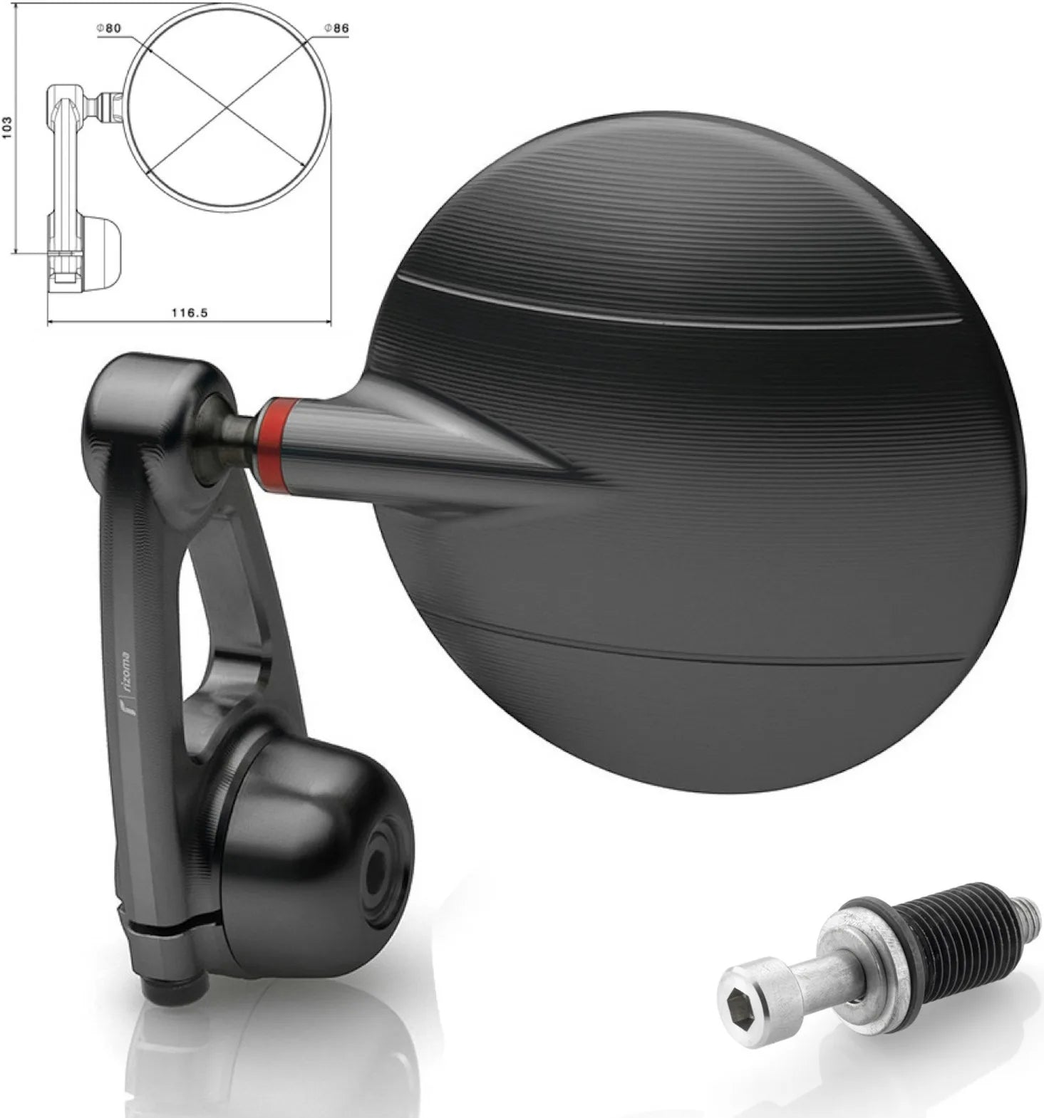 Mirror End Mount Right Spy-Arm Ø80 - Rizoma Compatible With Mv Agusta Brutale 675 (2013-2015)