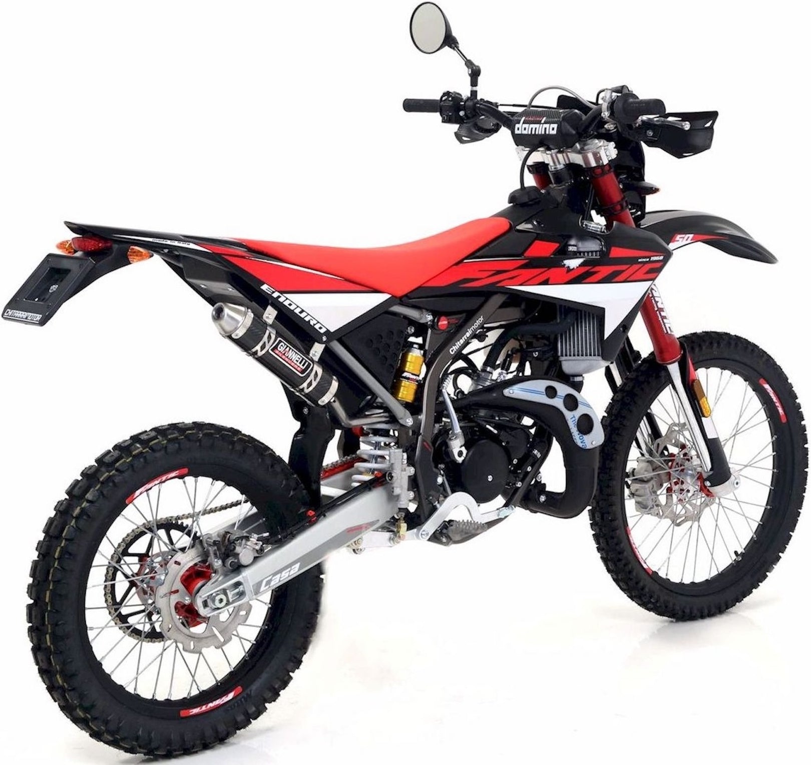 Complete Non-Catalytic Exhaust System With Sound Certification Enduro 2T Carbon - Giannelli Compatible With Fantic Motor Enduro 50 Performance (2018)