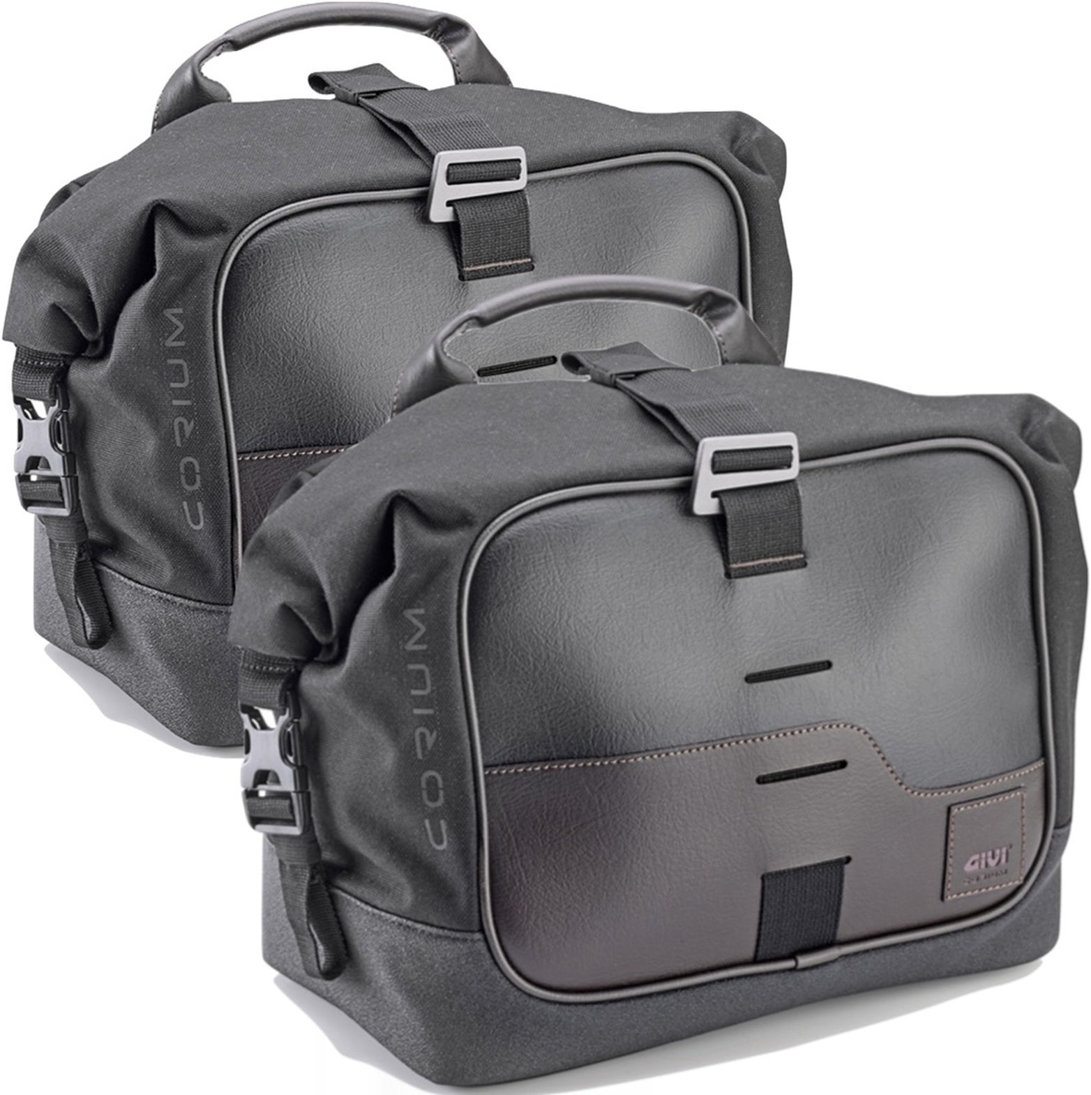 Corium Black Side Bags - 26 Lt Corium Nylon - Givi Compatible With Benelli Leoncino 800 (2022-2024)