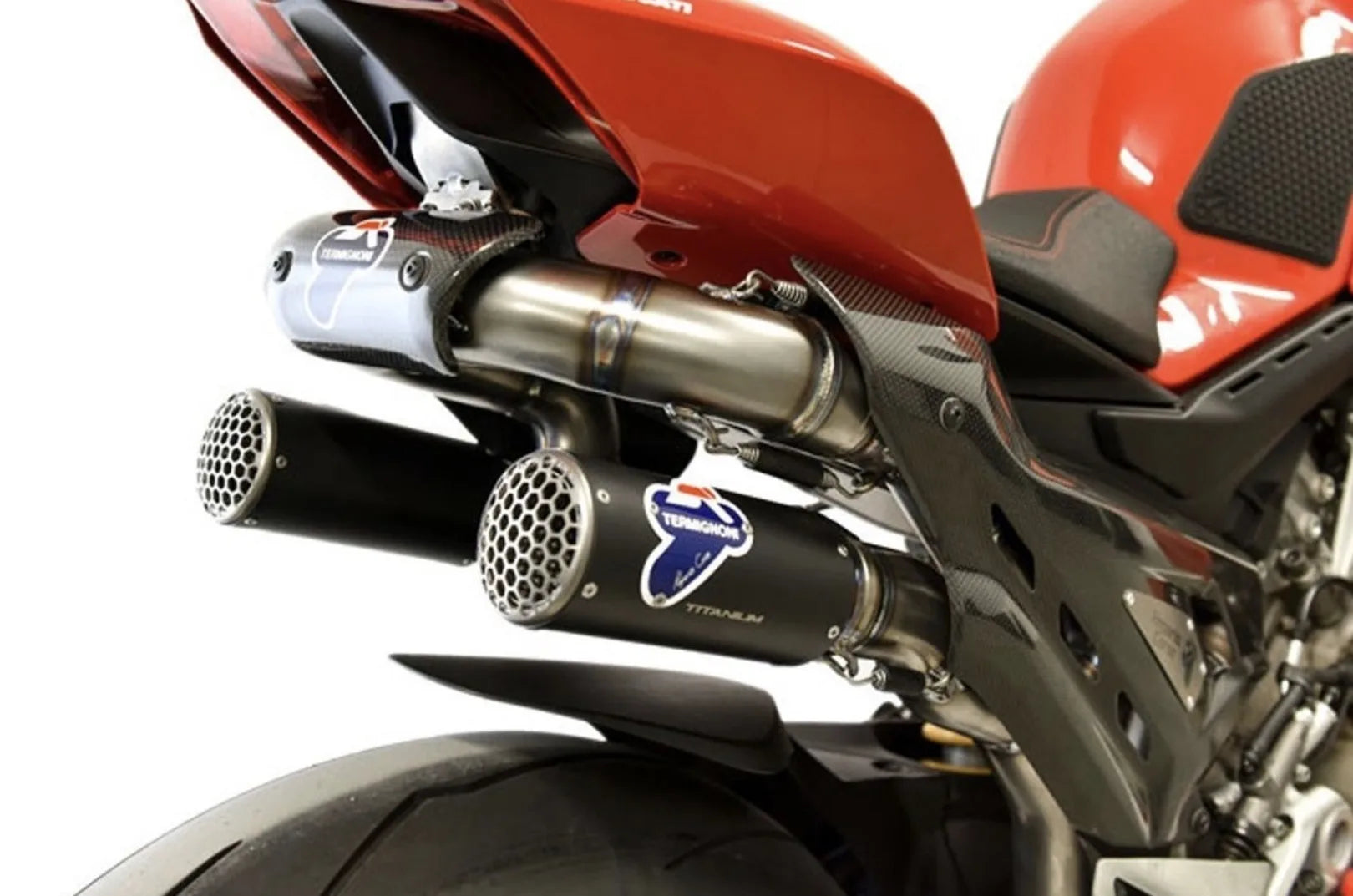 Exhaust Tip Without Sound Certification Wsbk Replica Full Titanium Black Carbon Cap - Termignoni Compatible With Ducati Panigale V4 (2018-2023)