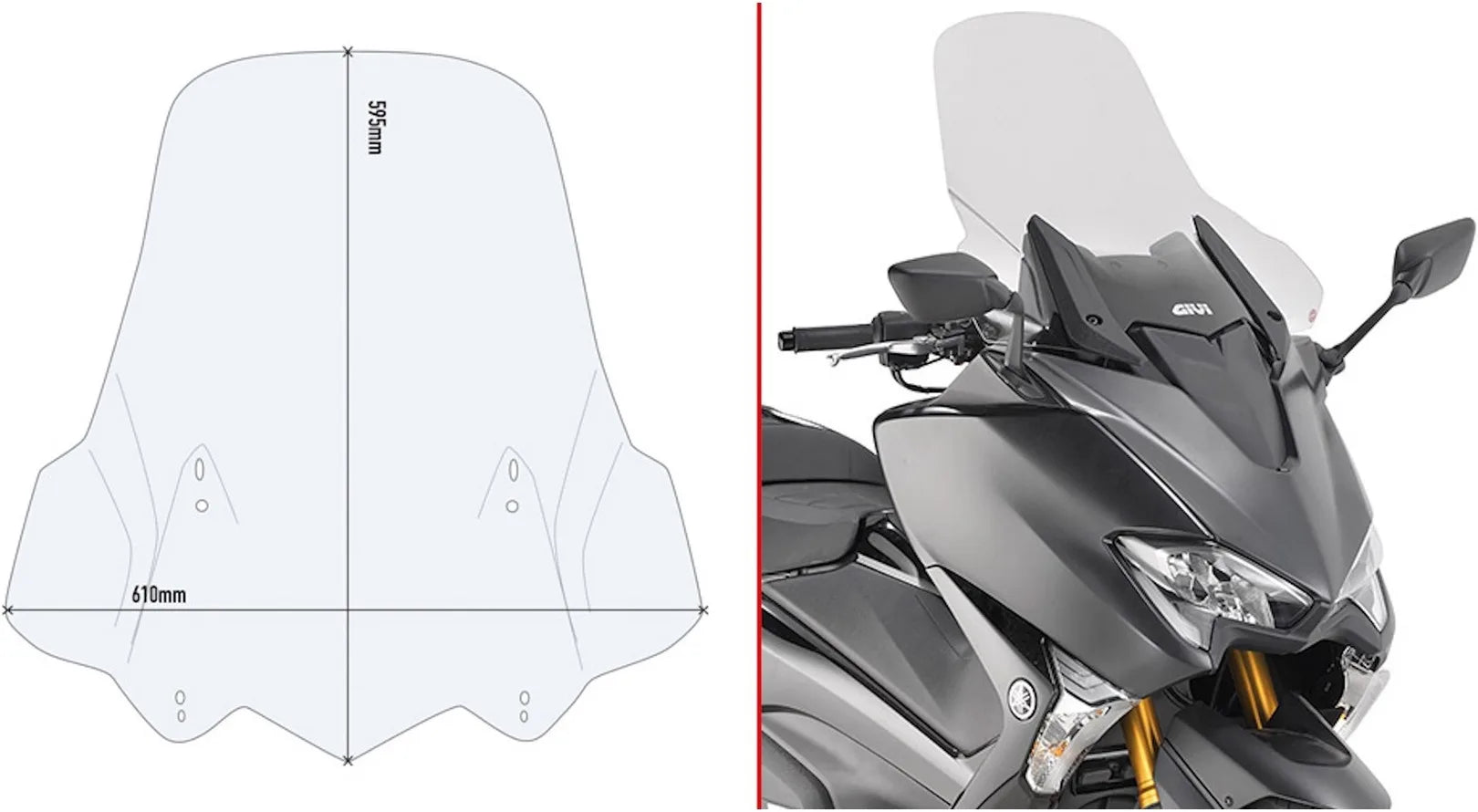Transparent Wind-Screen - Givi Compatible With Yamaha T-Max 530 (2017-2019)