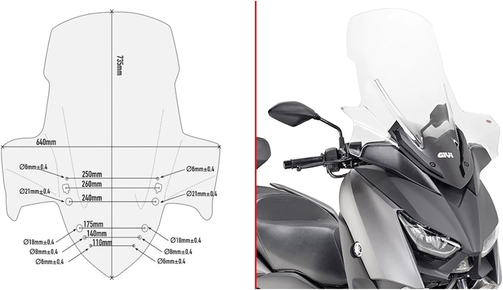 Transparent Wind-Screen - Givi Compatible With Yamaha X-Max 125 (2018-2022)
