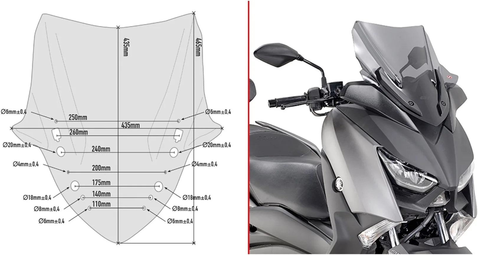 Smoked Low Sport Wind-Scree - Givi Compatible With Yamaha X-Max 300 (2017-2022)