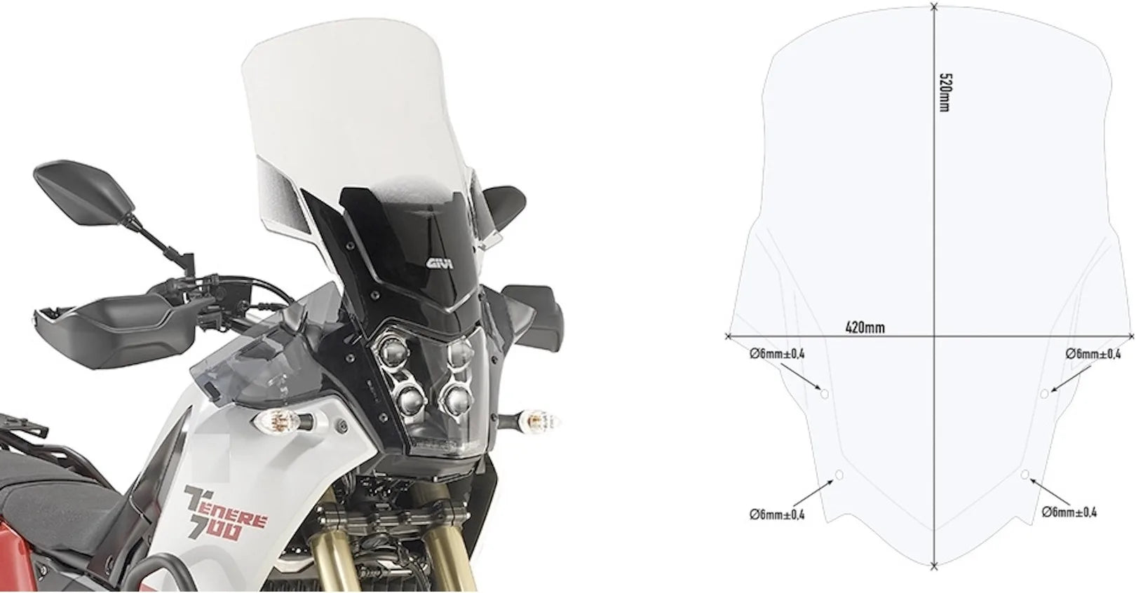 Transparent Wind-Screen - Givi Compatible With Yamaha Ténéré 700 (2019-2020)