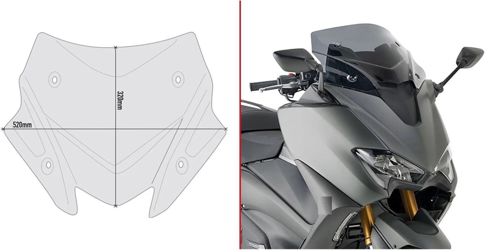 Smoked Low Sport Wind-Scree - Givi Compatible With Yamaha T-Max 560 (2020-2021)