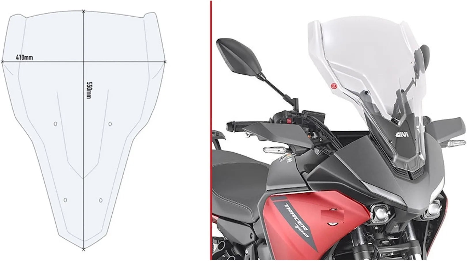 Transparent Wind-Screen - Givi Compatible With Yamaha Tracer 7 - Gt (2020-2024)