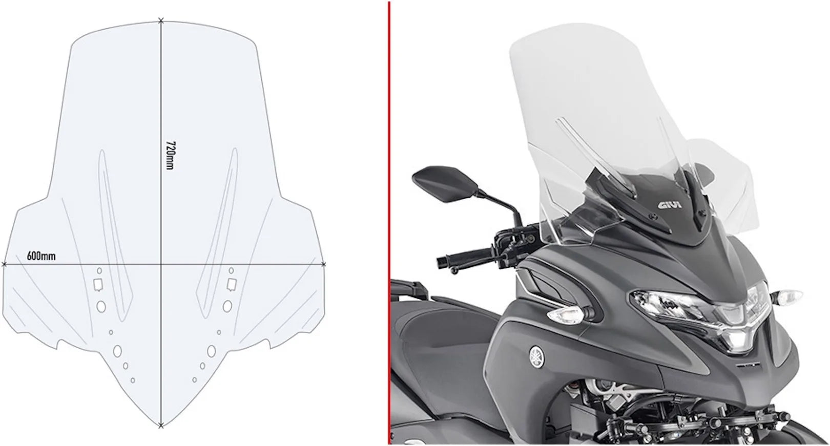Transparent Wind-Screen - Givi Compatible With Yamaha Tricity 300 (2020-2024)