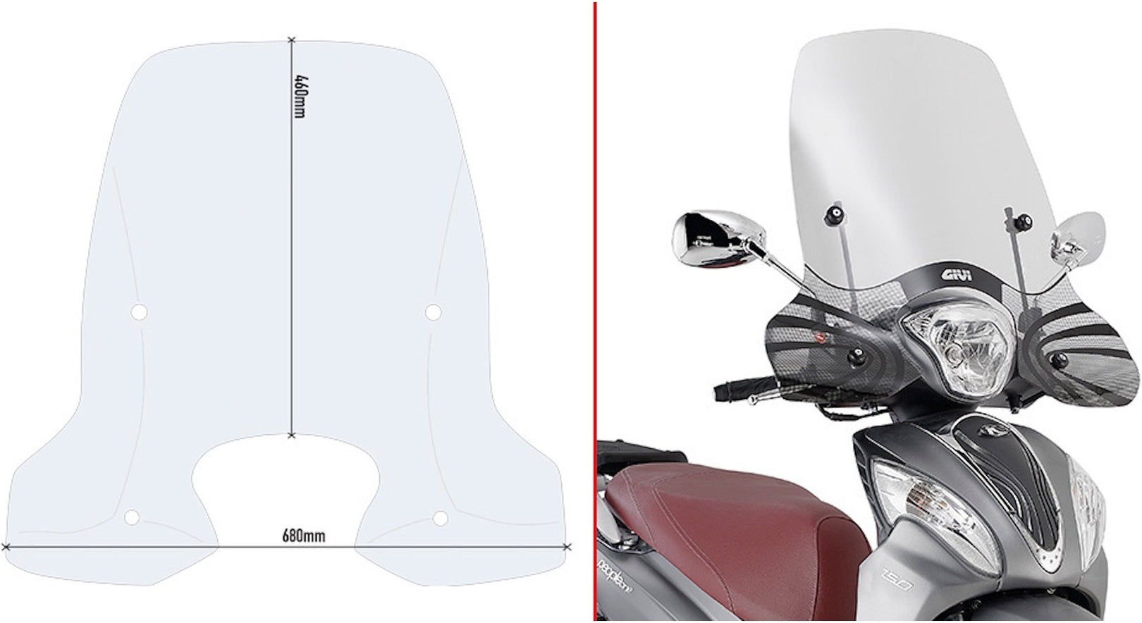 Transparent Wind-Screen - Givi Compatible With Kymco People One 125 - 150 (2013-2024)