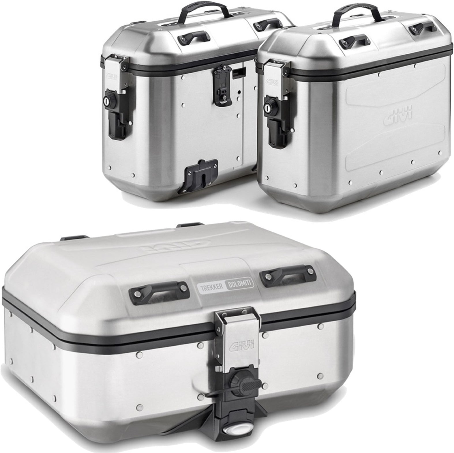 Trekker Dolomiti Aluminium Top Case + Side Cases - 102 Lt Trekker Dolomiti Aluminium - Givi Compatible With Kawasaki Versys 650 (2022-2024)
