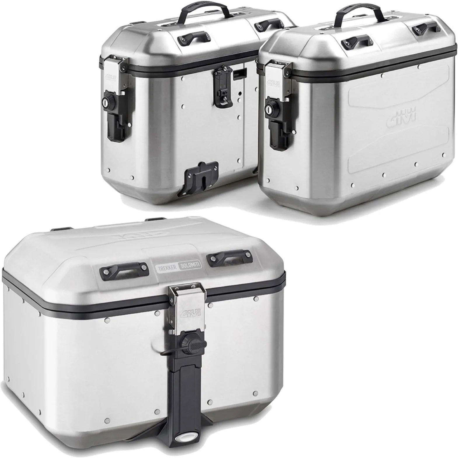 Trekker Dolomiti Aluminium Top Case + Side Cases - 118 Lt Trekker Dolomiti Aluminium - Givi Compatible With Benelli Trk 702 (2023-2024)