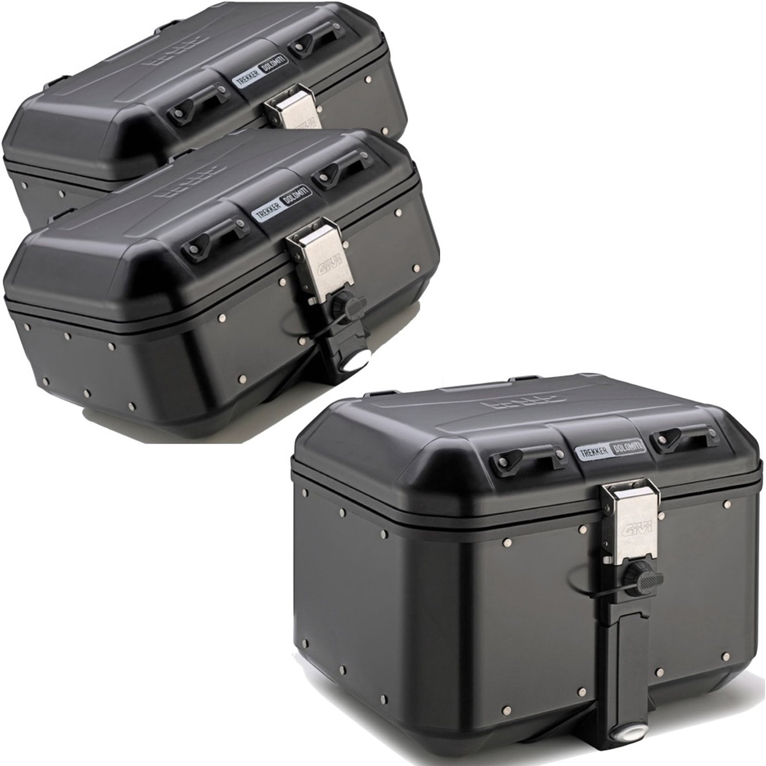 Trekker Dolomiti Aluminium Black Top Case + Side Cases - 106 Lt Trekker Dolomiti Aluminium - Givi Compatible With Kawasaki Versys 650 (2015-2021)