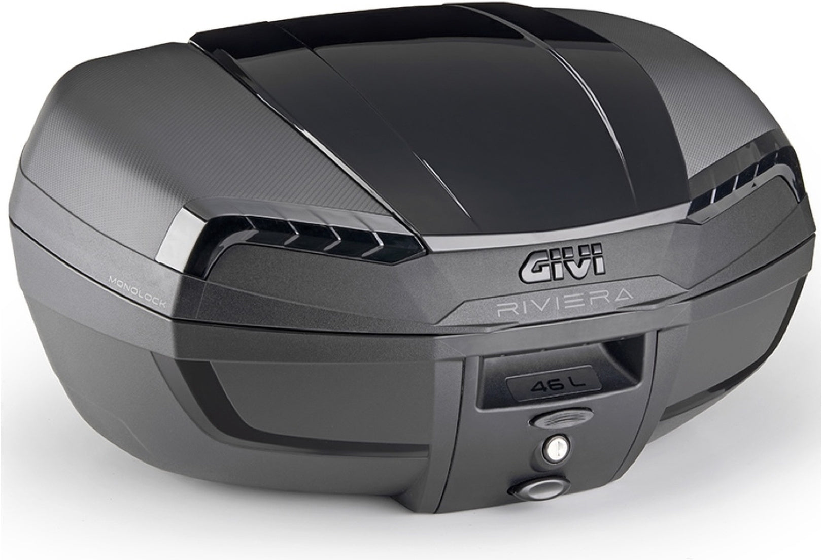 Monolock Riviera Triple Black Top Case - 46 Lt Riviera Technopolymer - Givi Compatible With Sym Adx 300 (2024)