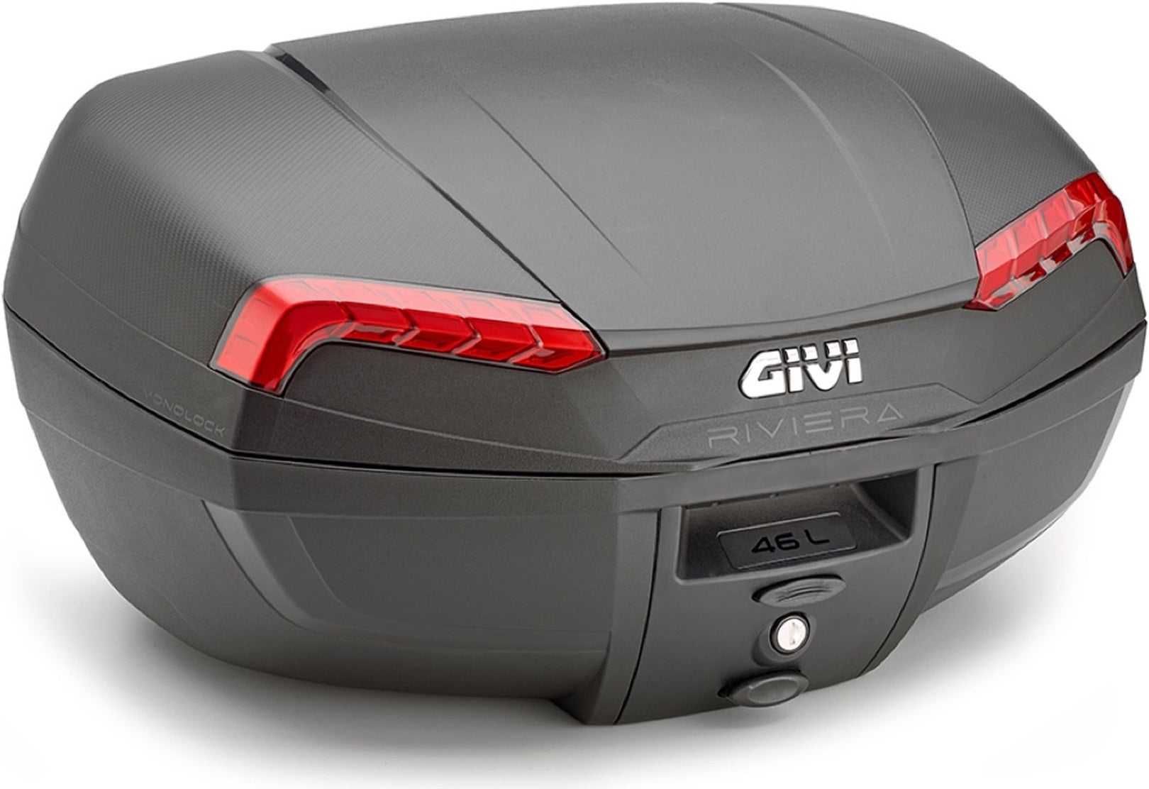 Monolock Riviera Black Top Case - 46 Lt Riviera Technopolymer - Givi Compatible With Askoll Ngs1 Ngs2 (2020-2024)