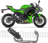 Complete Non-Catalytic Exhaust System With Sound Certification Indy-Race Evo Black Aluminium Carby End Cap - Arrow Special Parts Compatible With Kawasaki Ninja 650 (2024-2026)