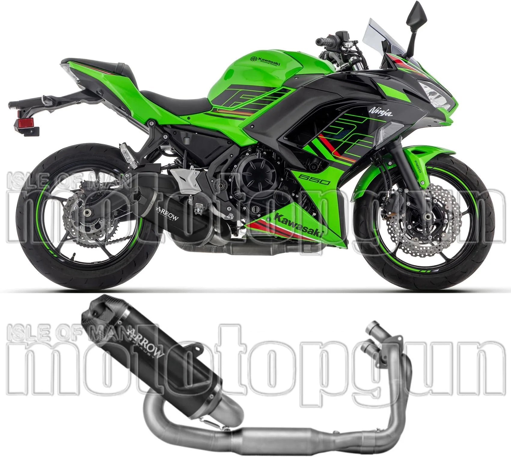 Complete Non-Catalytic Exhaust System With Sound Certification Indy-Race Evo Black Aluminium Carby End Cap - Arrow Special Parts Compatible With Kawasaki Z 650 (2024-2026)