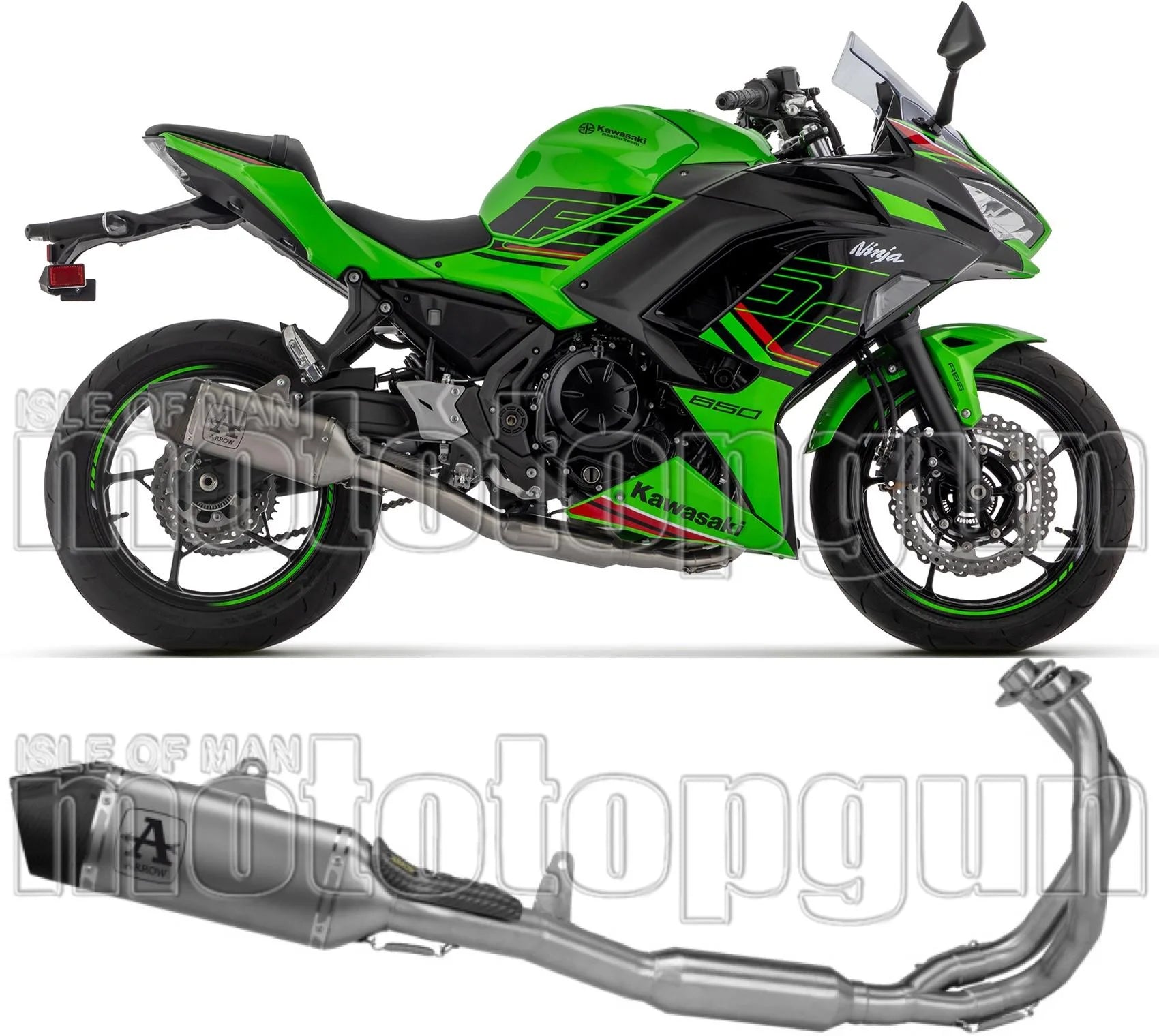 Complete Non-Catalytic Exhaust System With Sound Certification Veloce Titanium Carby End Cap - Arrow Special Parts Compatible With Kawasaki Z 650 (2024-2026)