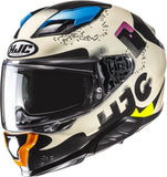 Full-Face Motorcycle Helmet Hjc F71 Advanced Fiberglass Mc28 Faco Size 08 M