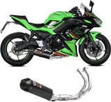 Complete Catalytic Exhaust System With Sound Certification Oval Carbon Carbon Fiber End Cap - Mivv Compatible With Kawasaki Ninja 650 (2025-2026)