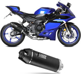 Complete Catalytic Exhaust System With Sound Certification Ak-1 Steel Black Carbon Fiber End Cap - Mivv Compatible With Yamaha R9 (2025-2026)