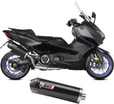 Complete Catalytic Exhaust System With Sound Certification Oval Steel Black Carbon Fiber End Cap - Mivv Compatible With Yamaha T-Max 560 (2025-2026)