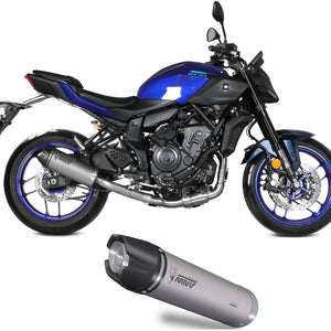 Complete Non-Catalytic Exhaust System With Sound Certification Ak-1 Steel Black Carbon Fiber End Cap - Mivv Compatible With Yamaha Mt-07 (2025-2026)