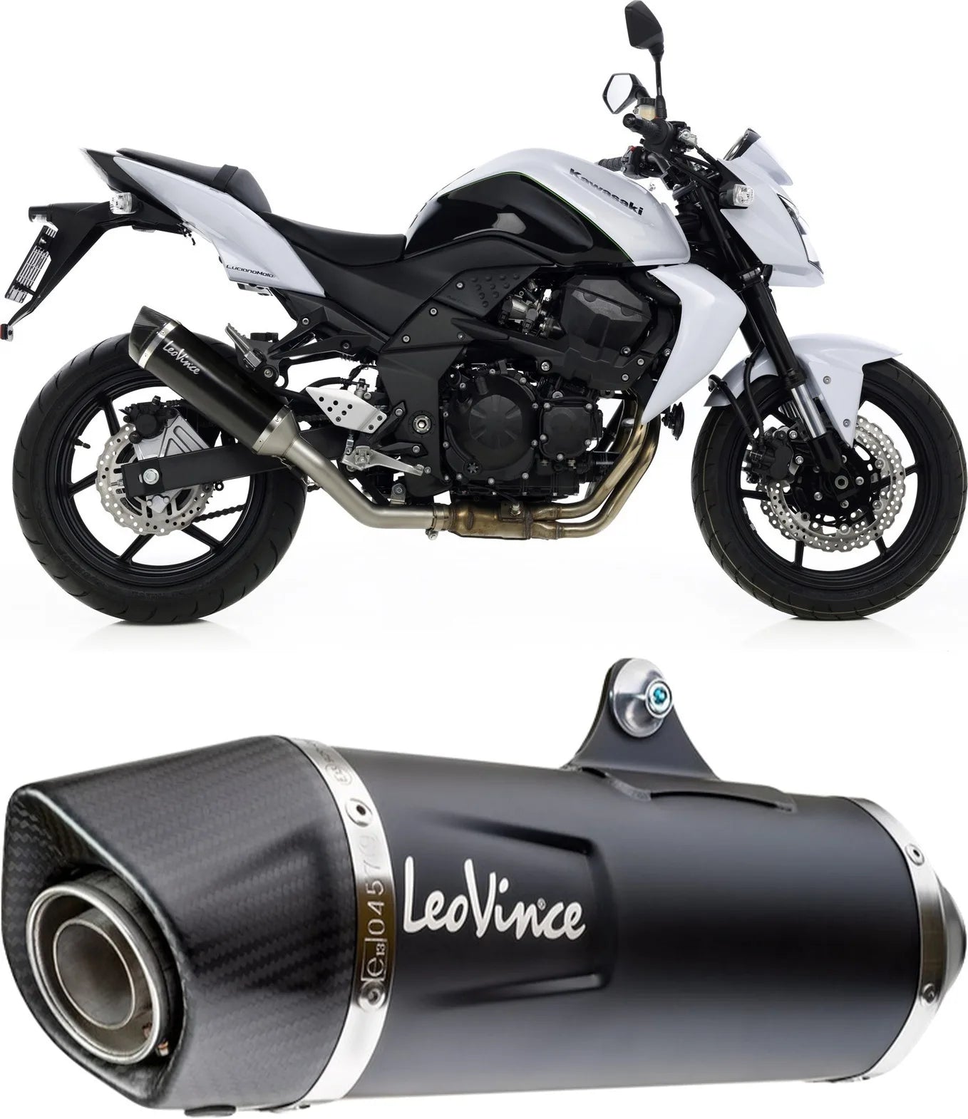 Exhaust Tip With Noise Certification Nero Stainless Steel Carbon Fiber End Cap - Leovince Compatible With Kawasaki Z 750 (2007-2014)