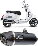 Exhaust Tip With Noise Certification Nero Stainless Steel Carbon Fiber End Cap - Leovince Compatible With Piaggio Vespa Gts 300 Hpe (2019-2020)