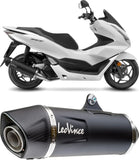 Complete Catalytic Exhaust System With Sound Certification Nero Stainless Steel Carbon Fiber End Cap - Leovince Compatible With Honda Pcx 125 (2021-2024)