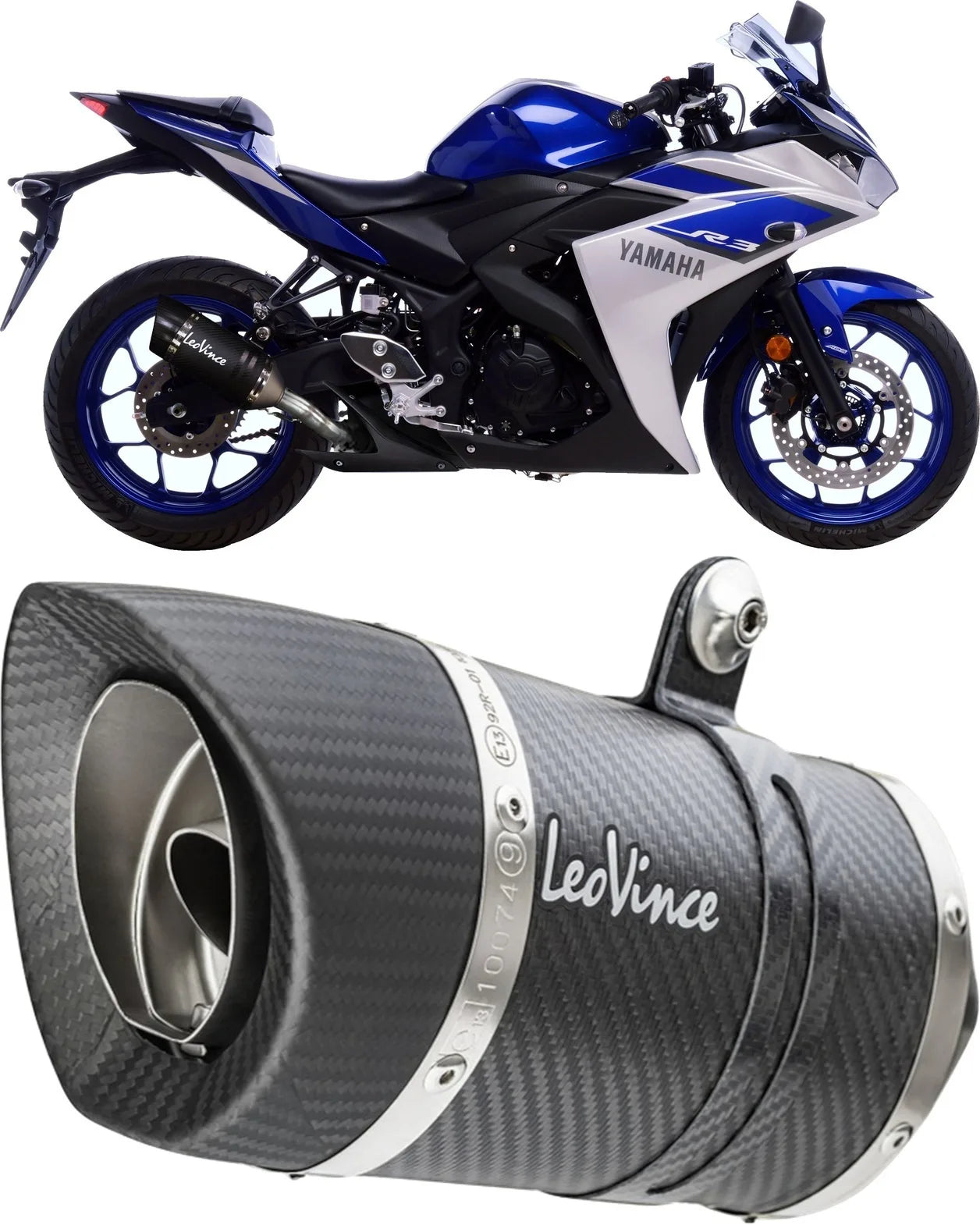 Exhaust Tip With Noise Certification Lv Pro Carbon Fiber Carbon Fiber End Cap - Leovince Compatible With Yamaha Mt-03 (2016-2017)