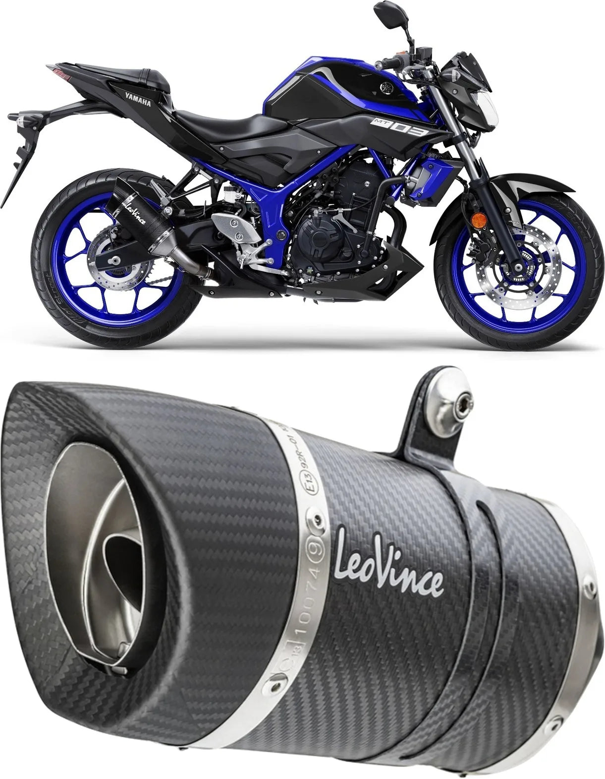Exhaust Tip With Noise Certification Lv Pro Carbon Fiber Carbon Fiber End Cap - Leovince Compatible With Yamaha Mt-03 (2018-2019)