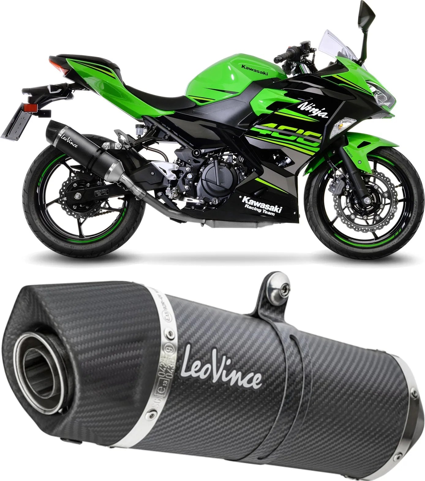 Exhaust Tip With Noise Certification Lv One Evo Carbon Fiber Carbon Fiber End Cap - Leovince Compatible With Kawasaki Z 500 - Se (2024-2026)