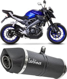Complete Catalytic Exhaust System With Sound Certification Lv One Evo Carbon Fiber Carbon Fiber End Cap - Leovince Compatible With Yamaha Mt-125 (2017-2019)