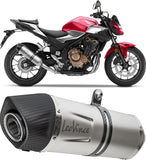Exhaust Tip With Noise Certification Lv-14 R Stainless Steel Carbon Fiber End Cap - Leovince Compatible With Kawasaki Z 500 - Se (2024-2026)