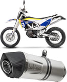 Exhaust Tip With Noise Certification Lv One Evo Stainless Steel Carbon Fiber End Cap - Leovince Compatible With Husqvarna 701 Enduro - Lr (2017-2020)