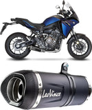 Complete Catalytic Exhaust System With Sound Certification Lv One Evo Steel Black Carbon Fiber End Cap - Leovince Compatible With Yamaha Tracer 7 Gt (2020-2024)