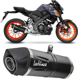 Complete Catalytic Exhaust System With Sound Certification Lv One Evo Steel Black Carbon Fiber End Cap - Leovince Compatible With Yamaha Yzf-R 125 (2021-2024)
