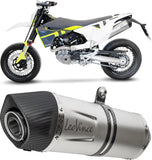 Exhaust Tip With Noise Certification Lv One Evo Stainless Steel Carbon Fiber End Cap - Leovince Compatible With Husqvarna 701 Supermoto (2021-2024)